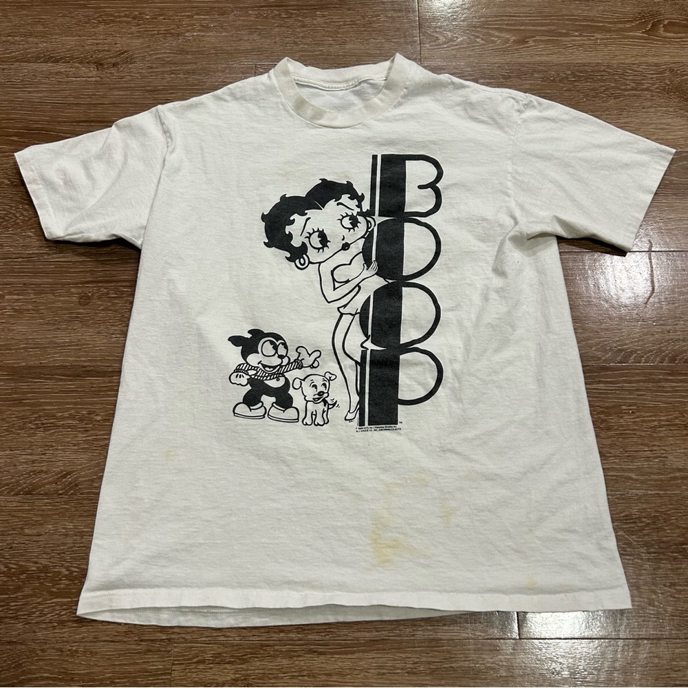 Vintage Betty Boop T Shirt White Single Stitch Mirror Print XL 1989